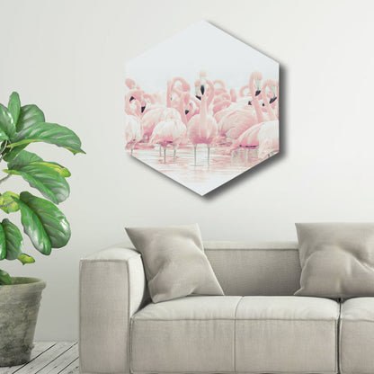 Frendorf | Flamingo Leinwanddruck Hausinterieurfotografie Tropisches Tier Wandkunst in Rosa, Geschichtet