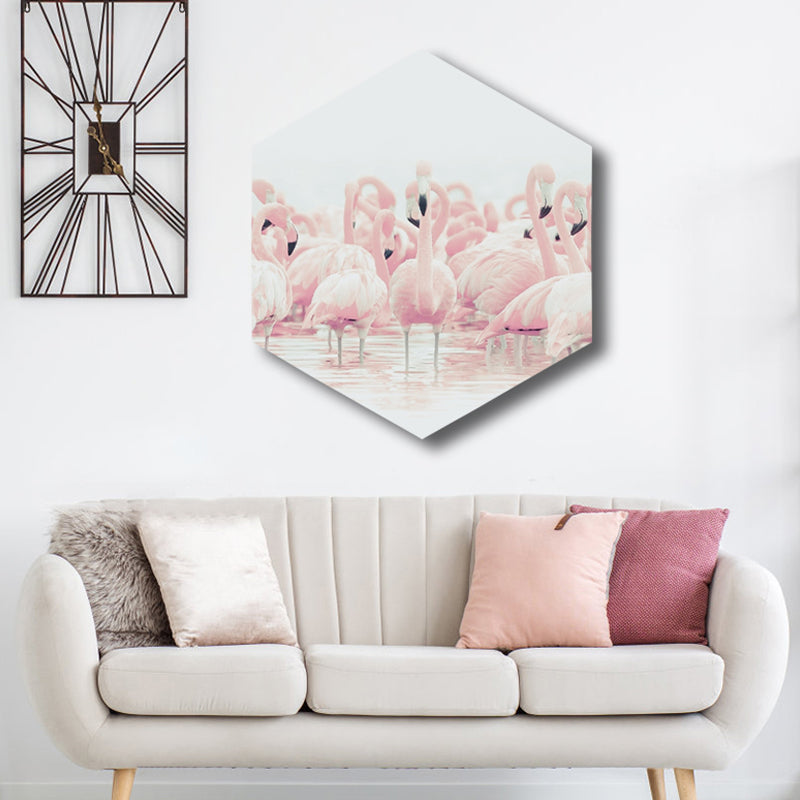 Flamingo Leinwanddruck Hausinterieur Fotografie Tropisches Tier Wandkunst in Pink, Texturiert