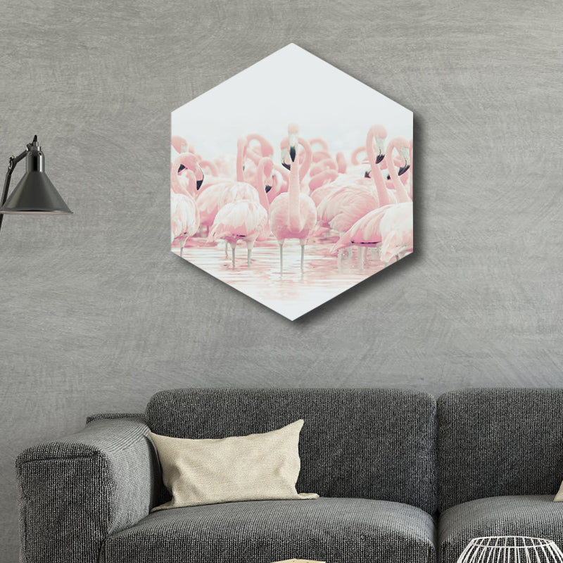 Flamingo Leinwanddruck Hausinterieur Fotografie Tropisches Tier Wandkunst in Pink, Texturiert
