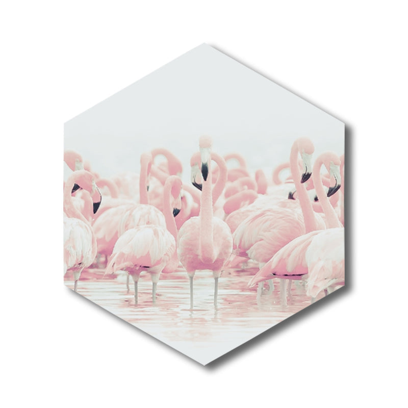 Flamingo Leinwanddruck Hausinterieur Fotografie Tropisches Tier Wandkunst in Pink, Texturiert