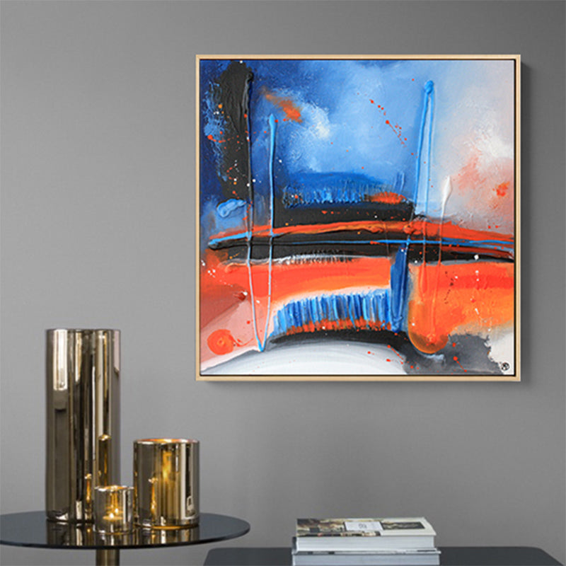 Frendorf | Dunkle Nacht See Szene Malerei Abstrakt Traditionelle Texturierte Leinwand Kunst für Zuhause