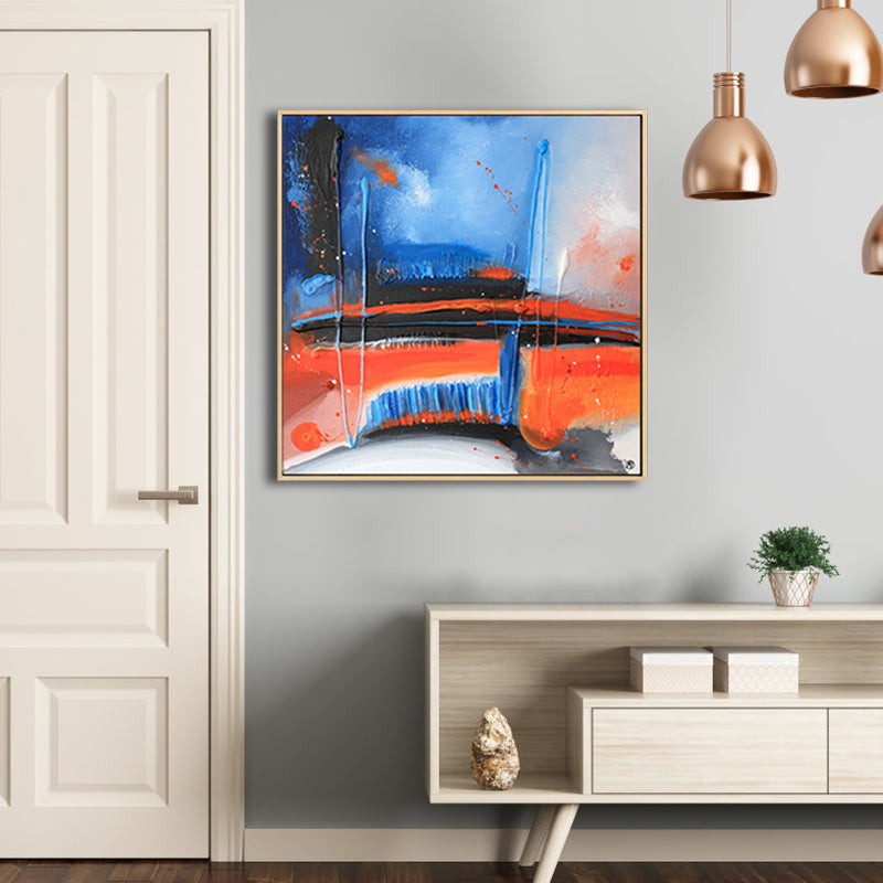 Frendorf | Dunkle Nacht See Szene Malerei Abstrakt Traditionelle Texturierte Leinwand Kunst für Zuhause