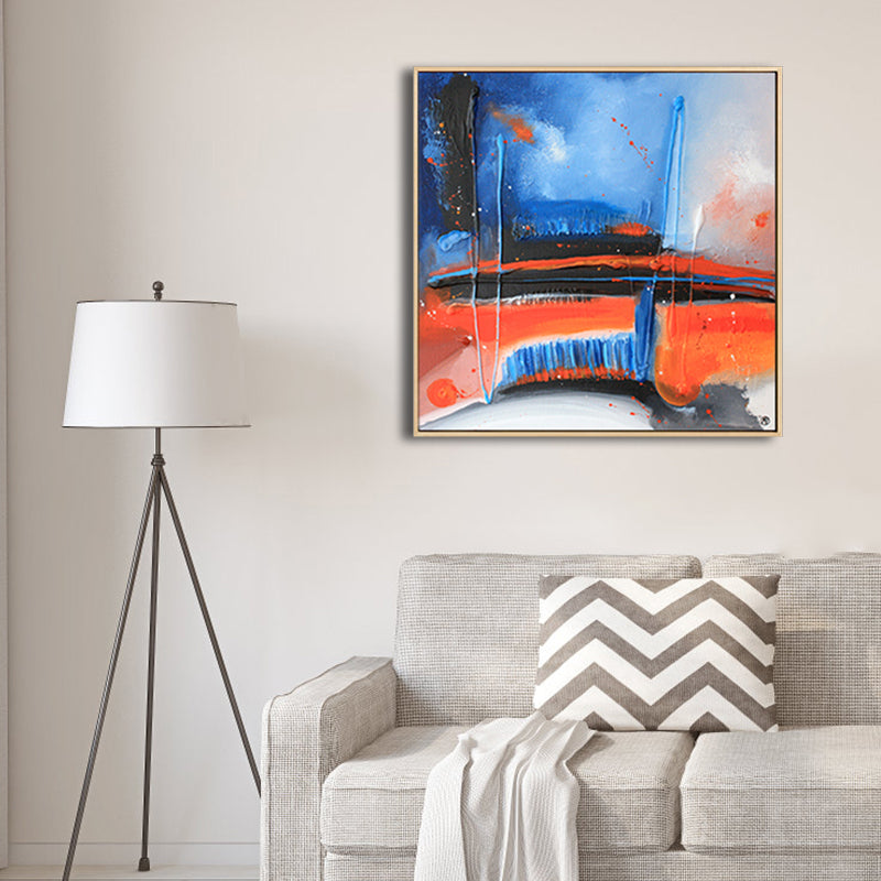 Frendorf | Dunkle Nacht See Szene Malerei Abstrakt Traditionelle Texturierte Leinwand Kunst für Zuhause