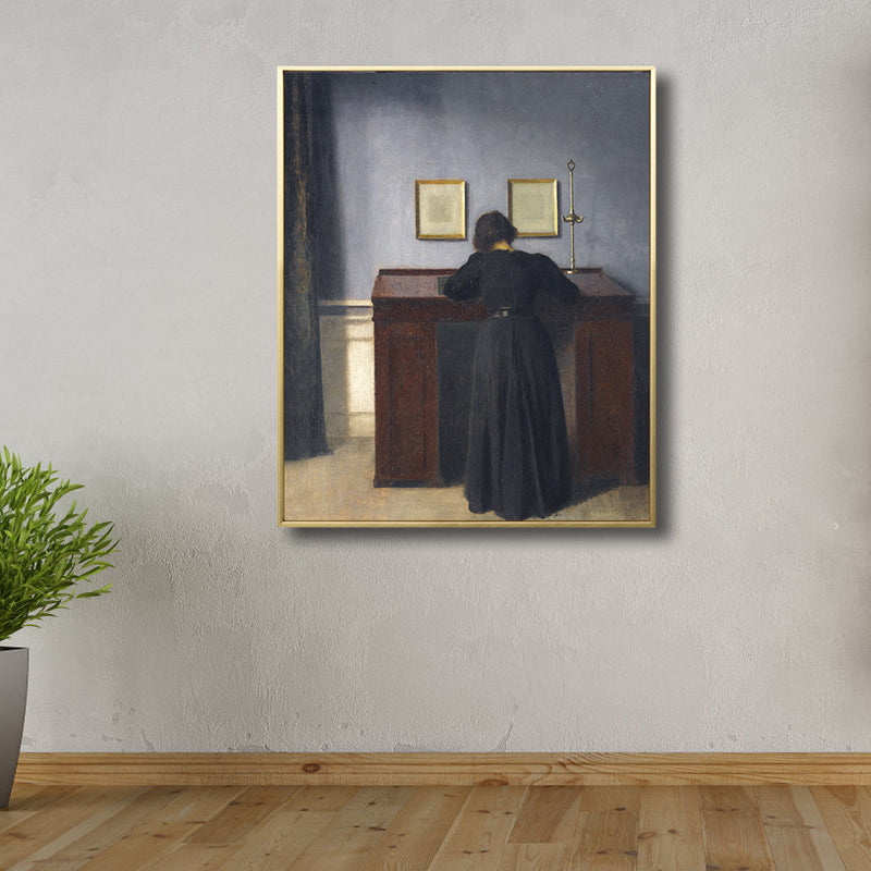 Frendorf | Renaissance Leinwanddruck Dunkelfarbige Malerei Rücken der Frau Wandkunst für Wohnzimmer