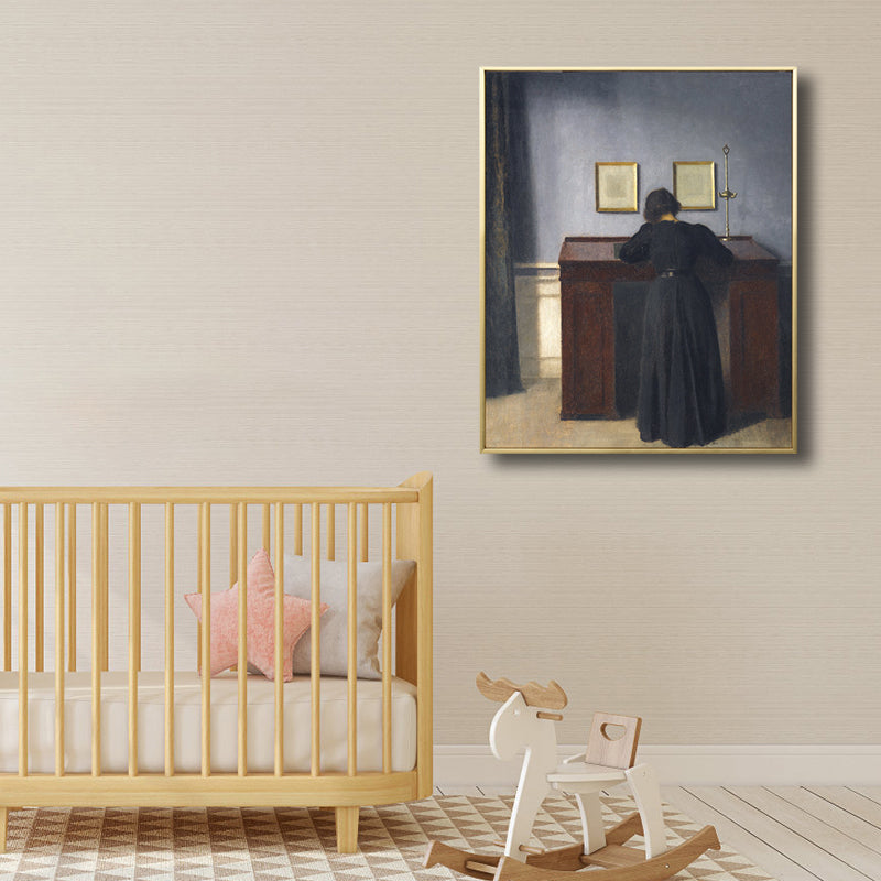 Frendorf | Renaissance Leinwanddruck Dunkelfarbige Malerei Rücken der Frau Wandkunst für Wohnzimmer