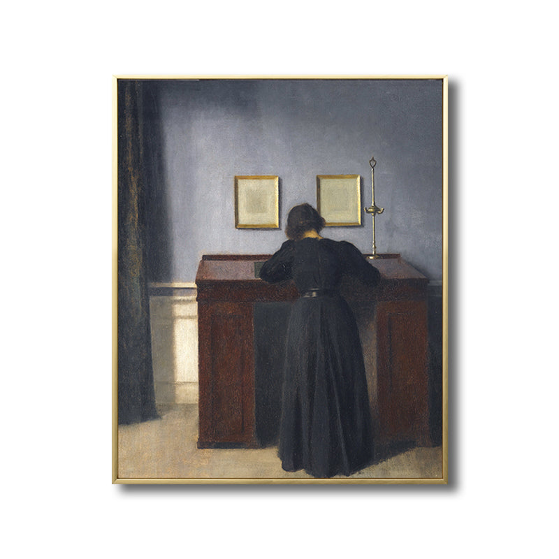 Frendorf | Renaissance Leinwanddruck Dunkelfarbige Malerei Rücken der Frau Wandkunst für Wohnzimmer