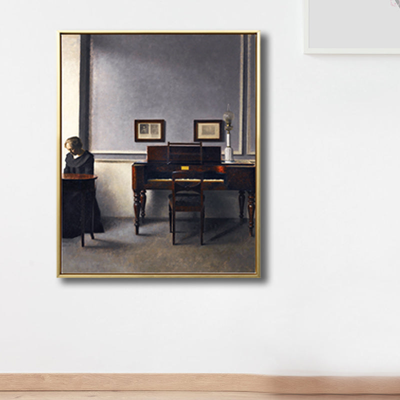 Frendorf | Renaissance Leinwanddruck Dunkelfarbige Malerei Rücken der Frau Wandkunst für Wohnzimmer