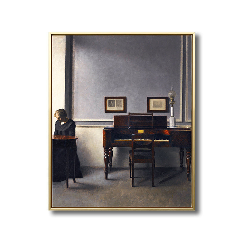 Frendorf | Renaissance Leinwanddruck Dunkelfarbige Malerei Rücken der Frau Wandkunst für Wohnzimmer