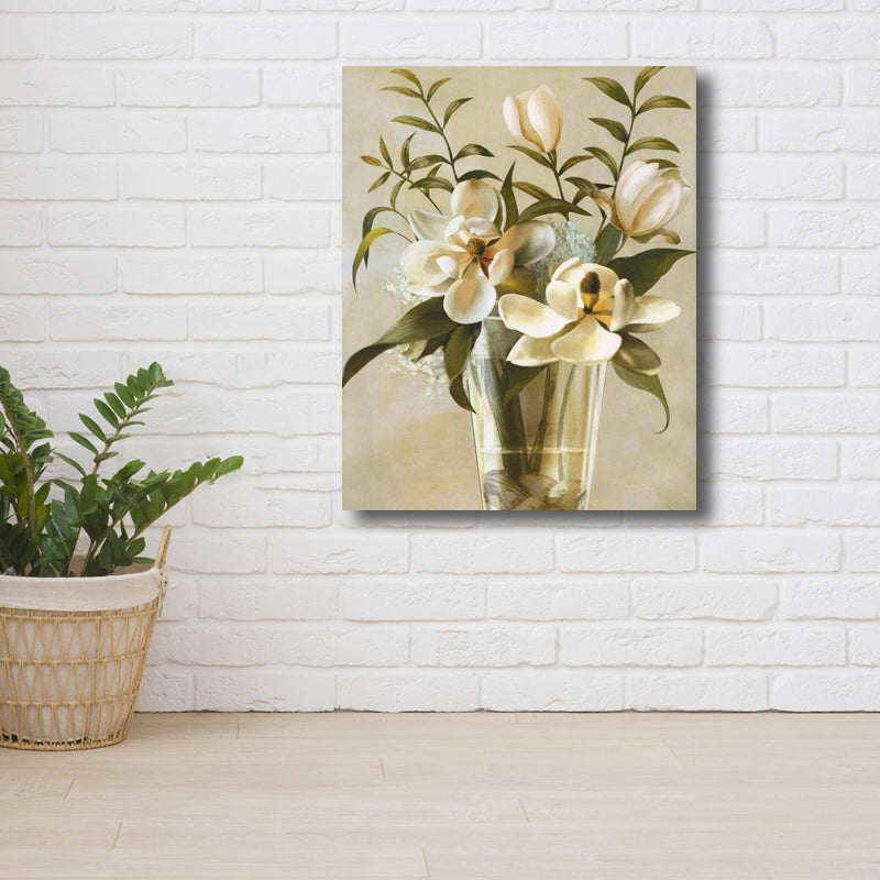 Frendorf | Blumenmuster Wanddeko Zeitgenössische Texturierte Schlafzimmer Eingewickelte Leinwand, Verschiedene Größen