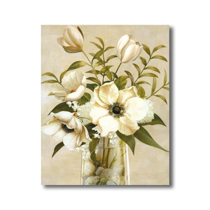 Frendorf | Blumenmuster Wanddeko Zeitgenössische Texturierte Schlafzimmer Eingewickelte Leinwand, Verschiedene Größen