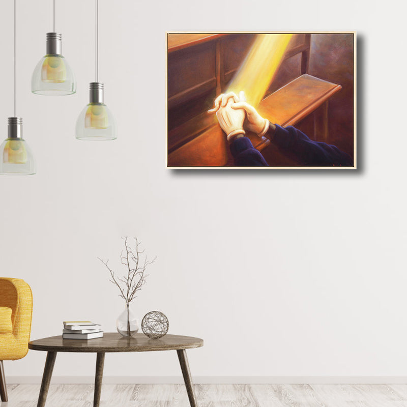 Art Nouveau die Hand Leinwand Braun Illustration Stillleben Wanddekoration für Schlafzimmer