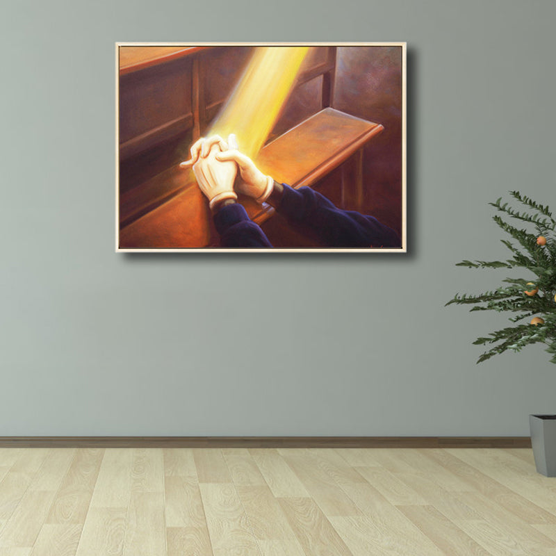 Art Nouveau die Hand Leinwand Braun Illustration Stillleben Wanddekoration für Schlafzimmer