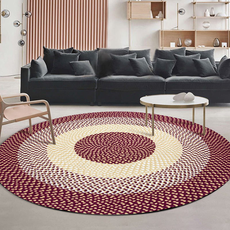 Frendorf | Lässiger roter rustikaler Teppich Baumwolle Kreise Muster Teppich Maschinenwaschbar haustierfreundlicher rutschfester Teppich für Schlafzimmer