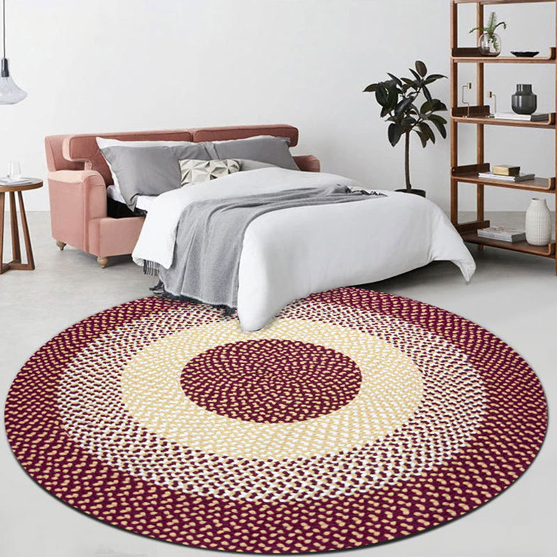 Frendorf | Lässiger roter rustikaler Teppich Baumwolle Kreise Muster Teppich Maschinenwaschbar haustierfreundlicher rutschfester Teppich für Schlafzimmer
