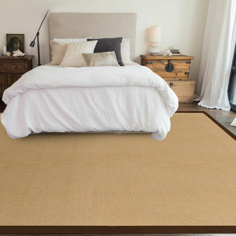 Frendorf | Brauner Einfarbiger Teppich Jute Ländlicher Teppich Waschbar Rutschfest Haustierfreundlicher Bereichsteppich für das Wohnzimmer