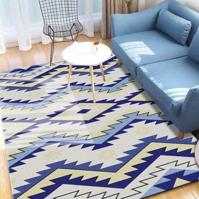 Frendorf | Mehrfarbiger geometrischer Musterteppich Polyester Teppich tierfreundlich waschbar rutschfester Bereichsteppich für das Wohnzimmer