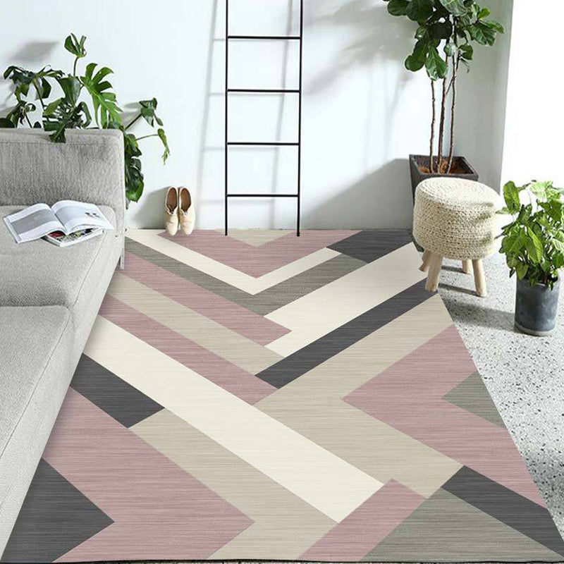 Frendorf | Mehrfarbiger geometrischer Musterteppich Polyester Teppich tierfreundlich waschbar rutschfester Bereichsteppich für das Wohnzimmer