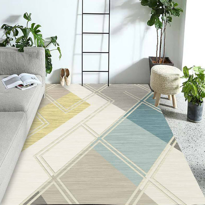 Frendorf | Mehrfarbiger geometrischer Musterteppich Polyester Teppich tierfreundlich waschbar rutschfester Bereichsteppich für das Wohnzimmer