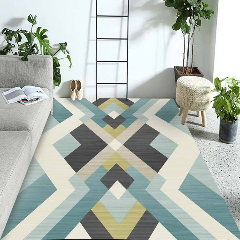 Frendorf | Mehrfarbiger geometrischer Musterteppich Polyester Teppich tierfreundlich waschbar rutschfester Bereichsteppich für das Wohnzimmer