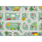 Frendorf | Kinderstraße-Musterteppich mit Auto Grün Polyester Teppich Rutschfest Haustierfreundlich Waschbar Teppich für das Kinderzimmer