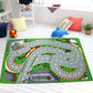 Funky Road Muster Teppich mit Gebäude Grün und Grau Kinder Teppich Polyester Tierfreundlich Waschbar Rutschfester Teppich für Dekoration