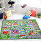 Funky Road Muster Teppich mit Gebäude Grün und Grau Kinder Teppich Polyester Tierfreundlich Waschbar Rutschfester Teppich für Dekoration