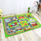 Funky Road Muster Teppich mit Gebäude Grün und Grau Kinder Teppich Polyester Tierfreundlich Waschbar Rutschfester Teppich für Dekoration
