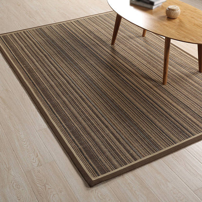 Frendorf | Braunes Streifenmuster Teppich Sisal Ländlicher Teppich Haustierfreundlich Waschbar Rutschfeste Teppich für Wohnzimmer