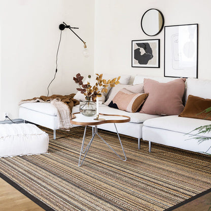 Frendorf | Braun Gestreifter Muster Teppich Sisal Ländlicher Teppich Haustierfreundlich Waschbar Rutschfester Teppich für das Schlafzimmer