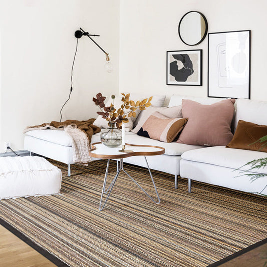 Frendorf | Braun Gestreifter Muster Teppich Sisal Ländlicher Teppich Haustierfreundlich Waschbar Rutschfester Teppich für das Schlafzimmer