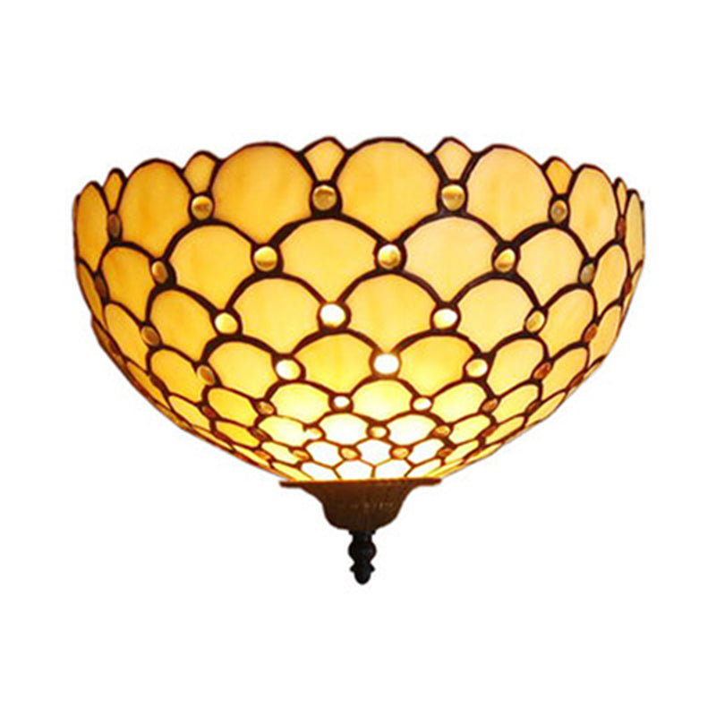 Frendorf | Fischschuppen-Wandlampe Licht Buntglas 1 Licht Tiffany Wandmontage Licht in Beige für Wohnzimmer
