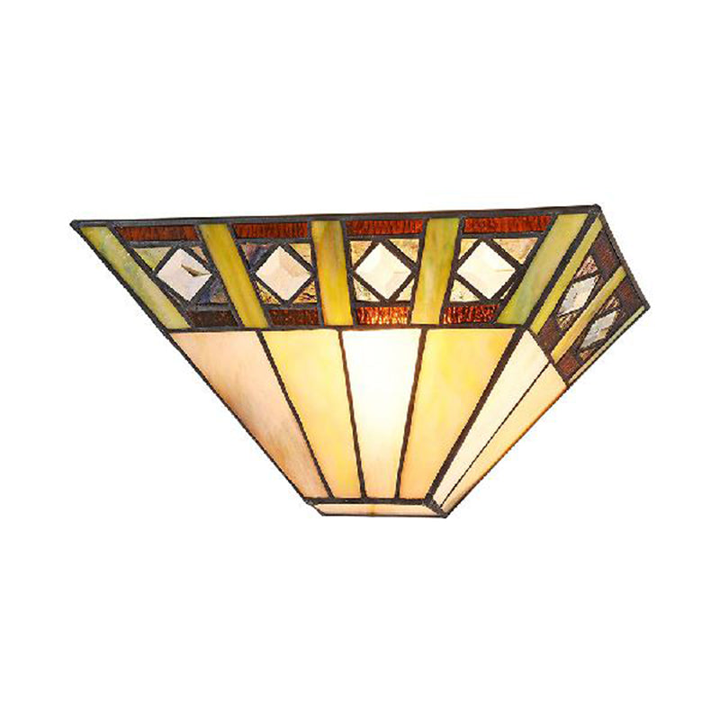 Frendorf | Mission Wandlamp met Trapezium Shade Gekleurd Glas 1 Lamp Sconces Licht voor Slaapkamer