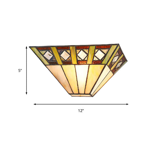 Frendorf | Mission Wandlamp met Trapezium Shade Gekleurd Glas 1 Lamp Sconces Licht voor Slaapkamer