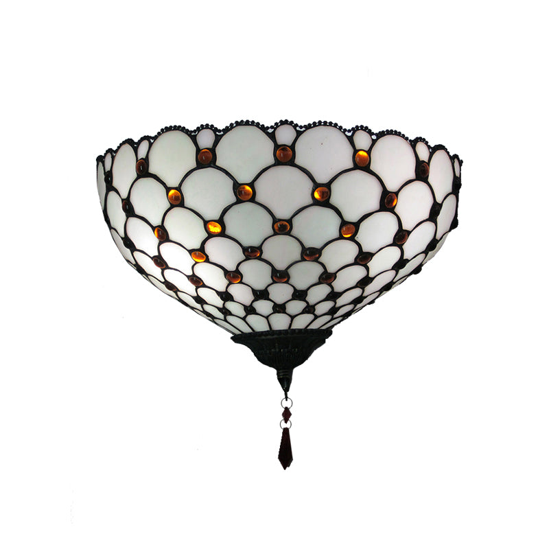 Frendorf | Fischschuppen Wandleuchte mit Schalen Schirm Weißes Glas 1 Licht Vintage Wandanbauleuchte für Außenbereich