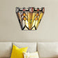 Frendorf | Handwerker Geometrische Wandlampe Buntglas 1 Licht Wandleuchte in Beige für Wohnzimmer