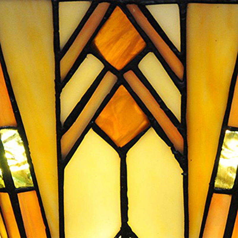 Frendorf | Handwerker Geometrische Wandlampe Buntglas 1 Licht Wandleuchte in Beige für Wohnzimmer