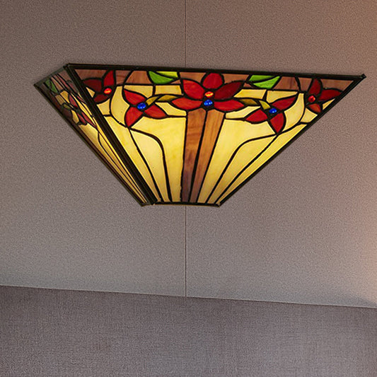 Frendorf | Floral Wandlamp Licht Missiestijl Gekleurd Glas 1 Licht Wandmontage Licht voor Eetkamer