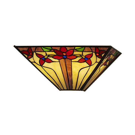 Frendorf | Floral Wandlamp Licht Missiestijl Gekleurd Glas 1 Licht Wandmontage Licht voor Eetkamer