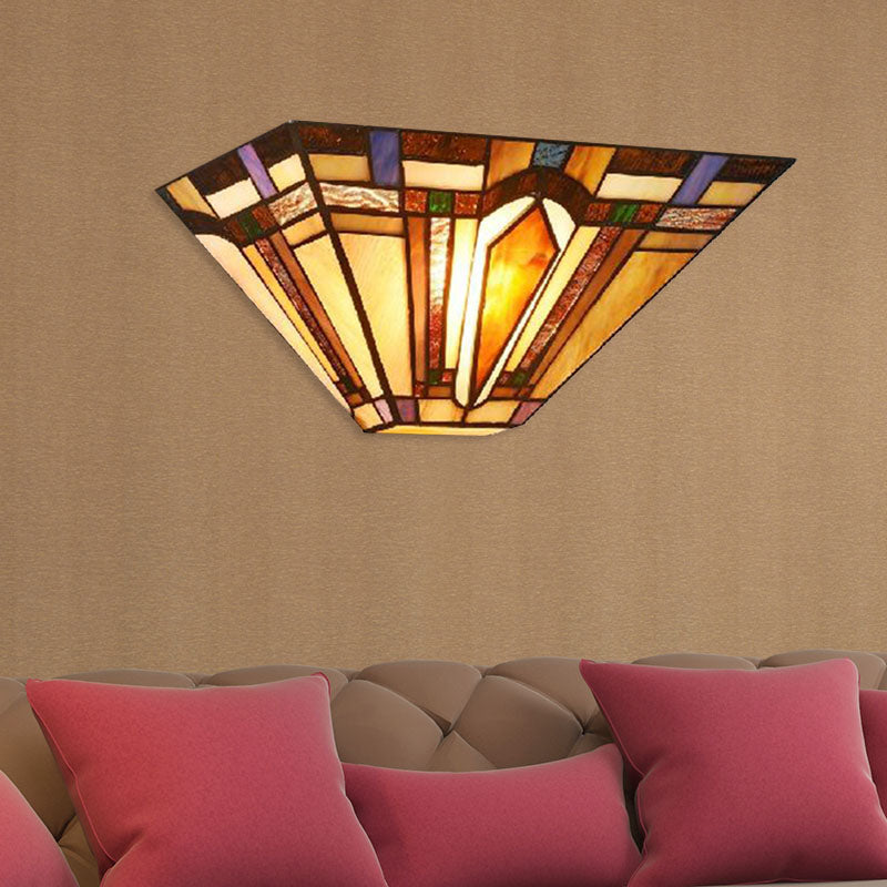 Frendorf | 1 Licht Geometrische Wandlamp Ambachtsman Geëtst Glas Wandlamp in Bruin voor Restaurant