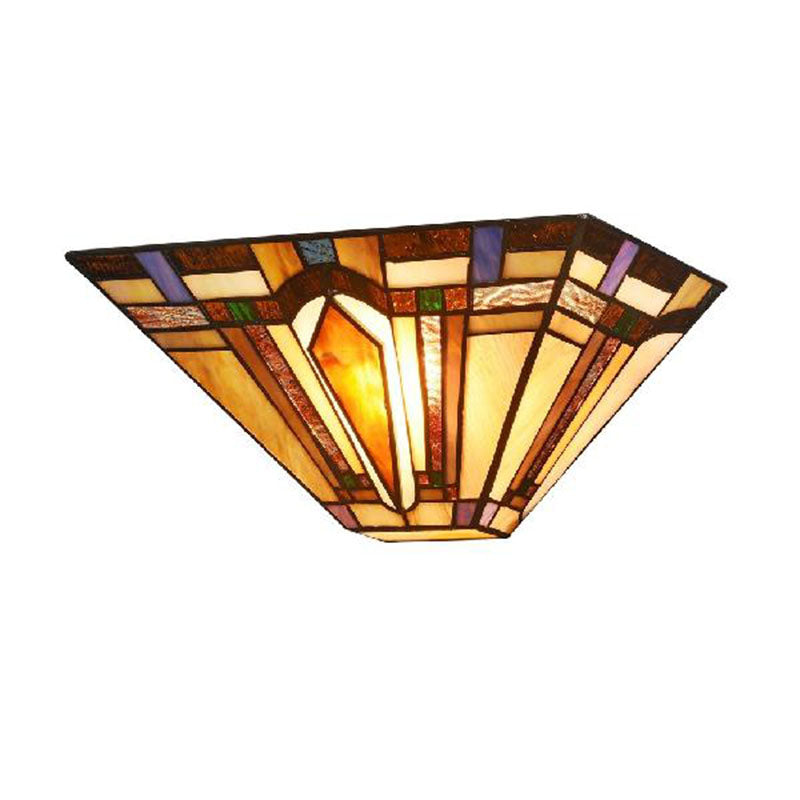 Frendorf | 1 Licht Geometrische Wandlamp Ambachtsman Geëtst Glas Wandlamp in Bruin voor Restaurant