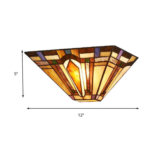 Frendorf | 1 Licht Geometrische Wandlamp Ambachtsman Geëtst Glas Wandlamp in Bruin voor Restaurant