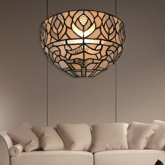Frendorf | Mini Bowl Wandlamp met Pavo Tiffany Stijl 1 Licht Gevlekt Glas Muur Bevestigingslamp