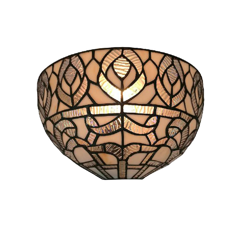 Frendorf | Mini Bowl Wandlamp met Pavo Tiffany Stijl 1 Licht Gevlekt Glas Muur Bevestigingslamp