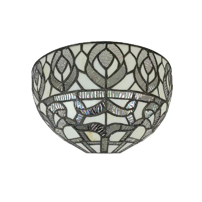 Frendorf | Mini Bowl Wandlamp met Pavo Tiffany Stijl 1 Licht Gevlekt Glas Muur Bevestigingslamp