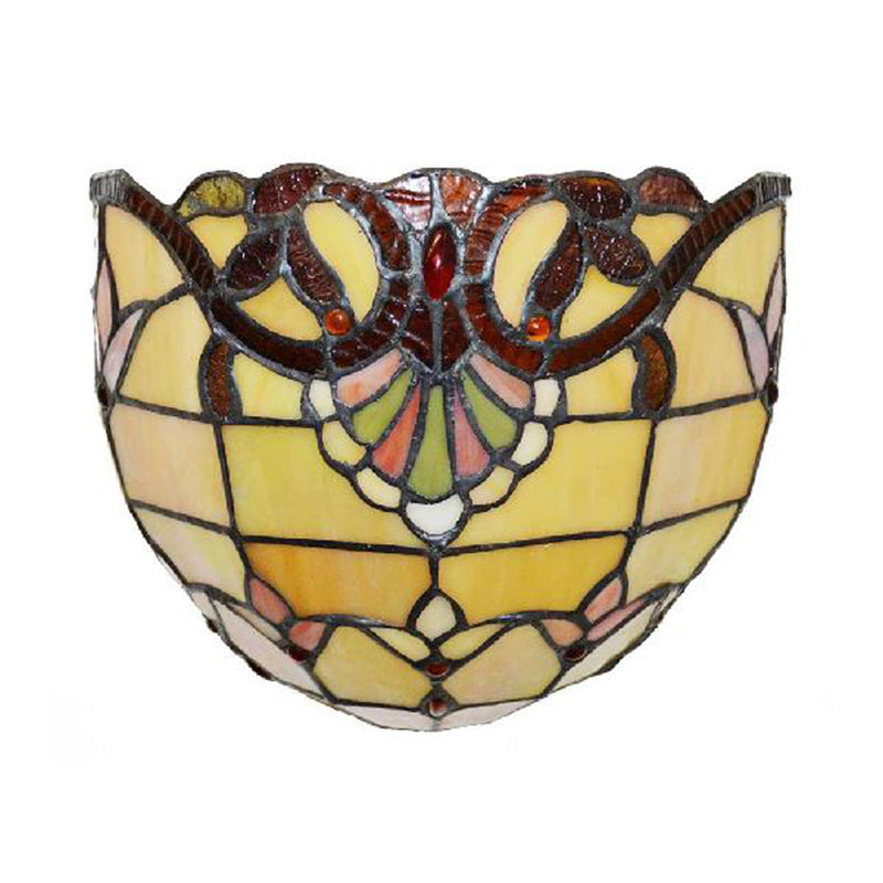 Frendorf | Victoriaanse Wandlamp Verlichting met Kom Schaduw Gele Glas 1 Licht Slaapkamer Wandlamp