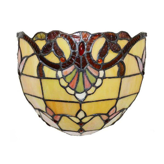 Frendorf | Victoriaanse Wandlamp Verlichting met Kom Schaduw Gele Glas 1 Licht Slaapkamer Wandlamp