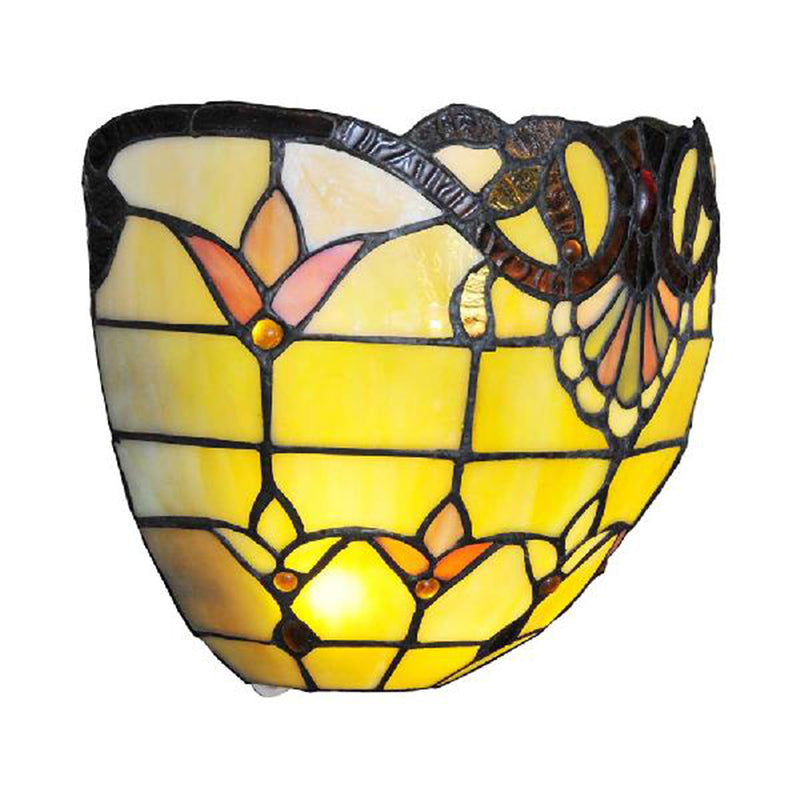 Frendorf | Victoriaanse Wandlamp Verlichting met Kom Schaduw Gele Glas 1 Licht Slaapkamer Wandlamp