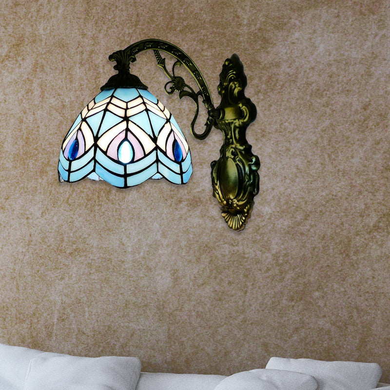 Frendorf | Pauw Wandverlichting Tiffany-stijl Gevuld Glas 1 Hoofds Wandlamp Verlichting voor Slaapkamer