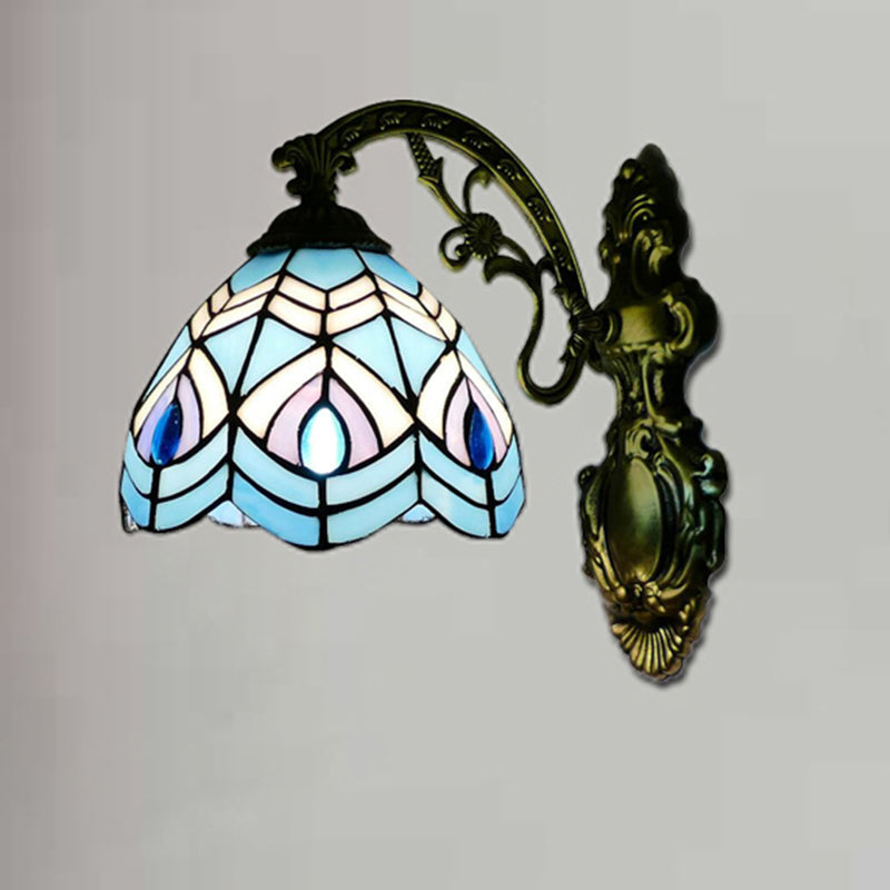 Frendorf | Pauw Wandverlichting Tiffany-stijl Gevuld Glas 1 Hoofds Wandlamp Verlichting voor Slaapkamer