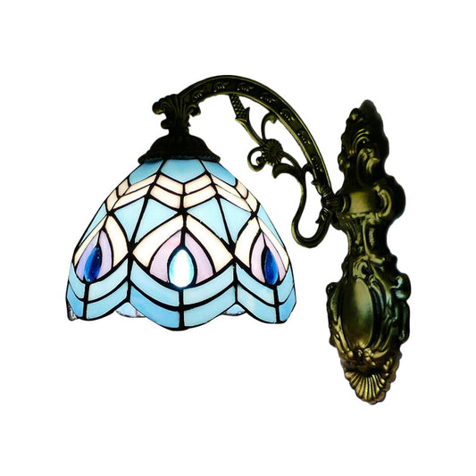 Frendorf | Pauw Wandverlichting Tiffany-stijl Gevuld Glas 1 Hoofds Wandlamp Verlichting voor Slaapkamer